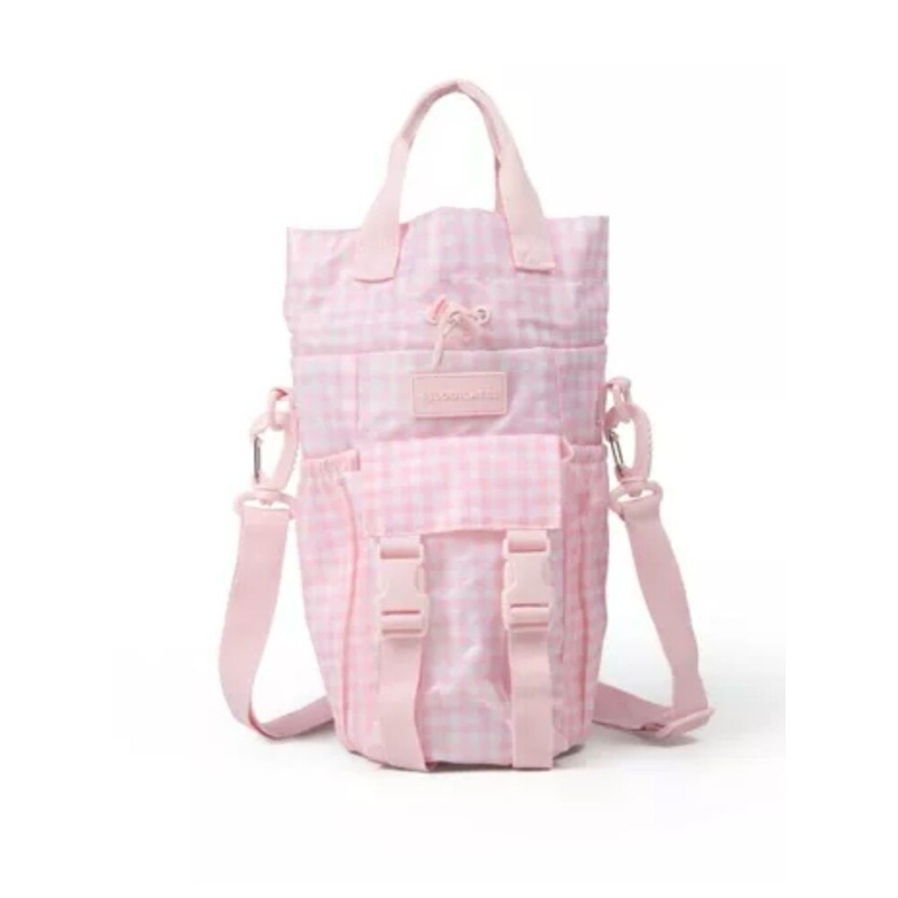 NWT Blogilates pink gingham waterbottle sling
